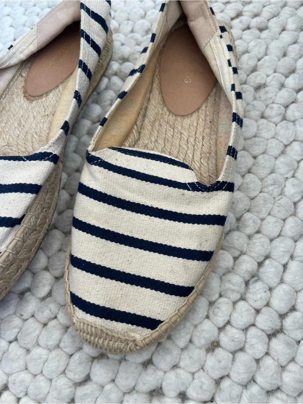 SOLUDOS Striped Canvas Espadrilles - Navy and Cream